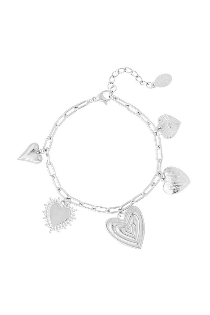 Bedelarmband Flower Love - Stainless Steel. Zilverkleurige bedelarmband, armband dames. Verkrijgbaar bij Optiwatch.nl