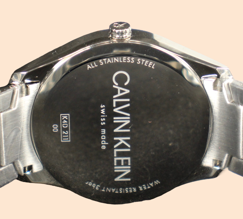 Calvin Klein heren Horloge K4D21146, zilverkleurige horloge met een witte wijzerplaat Optiwatch