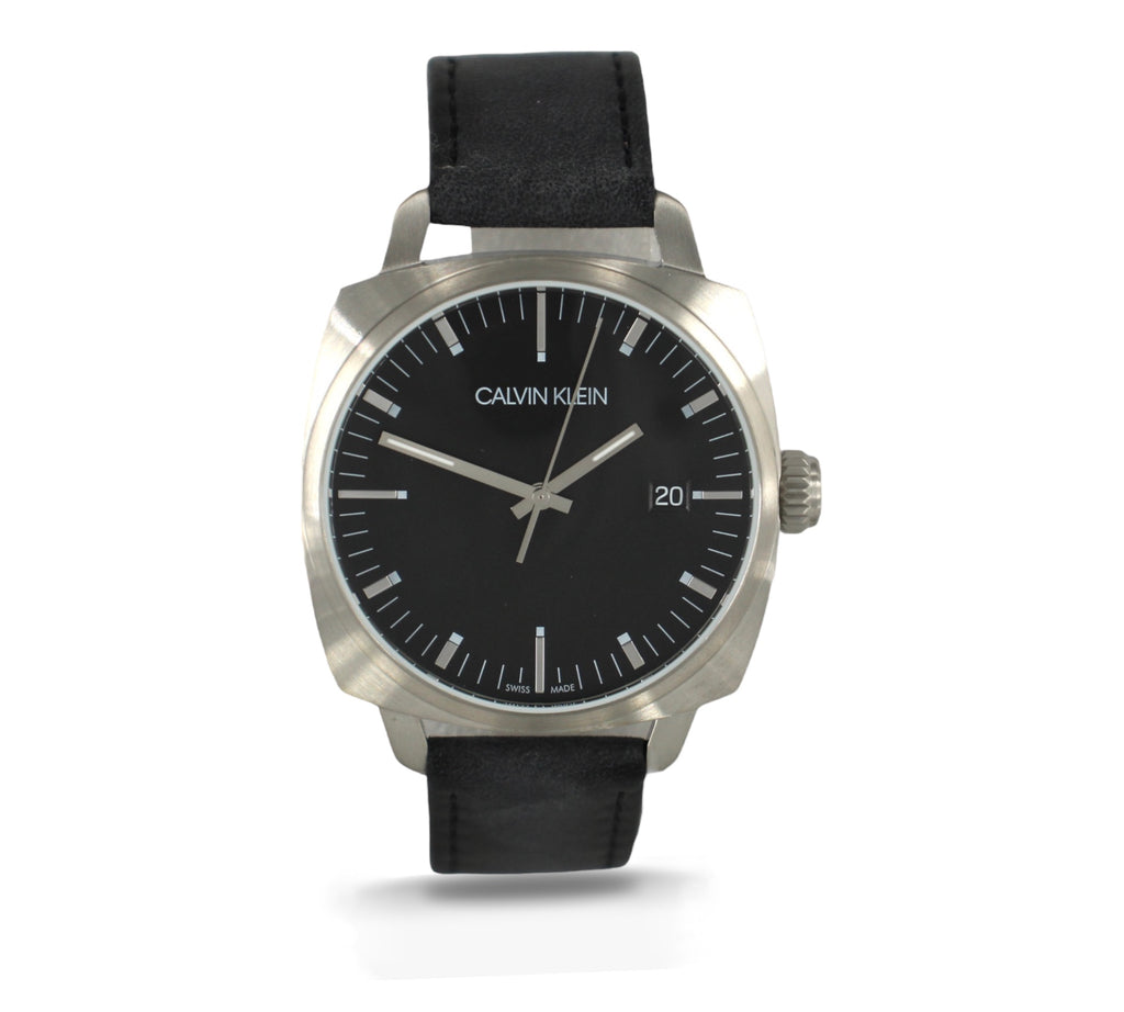 De Calvin Klein klassiek horloge K9N111C1 heeft een edelstalen kast en een zwarte leren band. Optiwatch