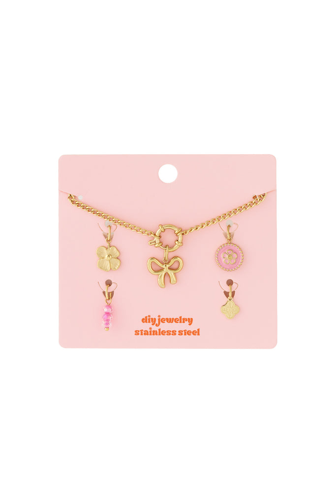 DIY ketting met strikje, goudkleurige dames ketting. Verkrijgbaar bij Optiwatch.nl