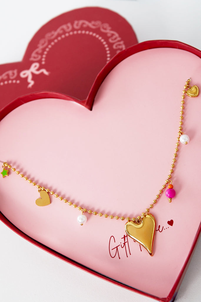 Gift of love stainless steel ketting. Goudkleurige ketting dames. Verkrijgbaar bij Optiwatch.nl