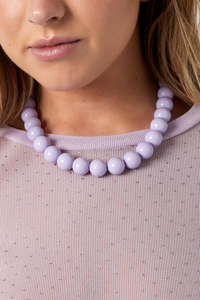 Grote gekleurde ketting lila, kralen ketting dames. Verkrijgbaar bij Optiwatch.nl