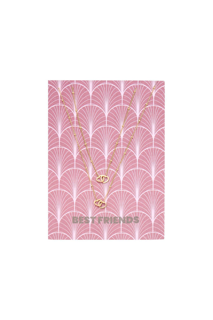 Ketting Card Best Friends – Vriendschap in Hartvorm. Goudkleurige hertjes ketting. Verkrijgbaar bij Optiwatch.nl