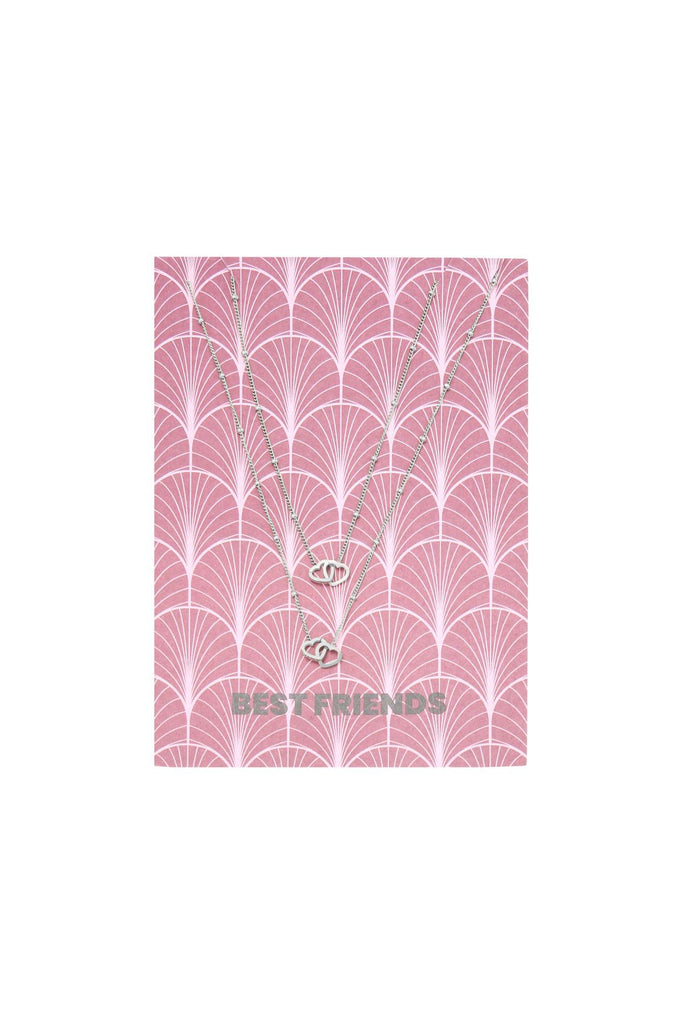 Ketting Card Best Friends – Vriendschap in Hartvorm. Zilverkleurige hertjes ketting. Verkrijgbaar bij Optiwatch.nl