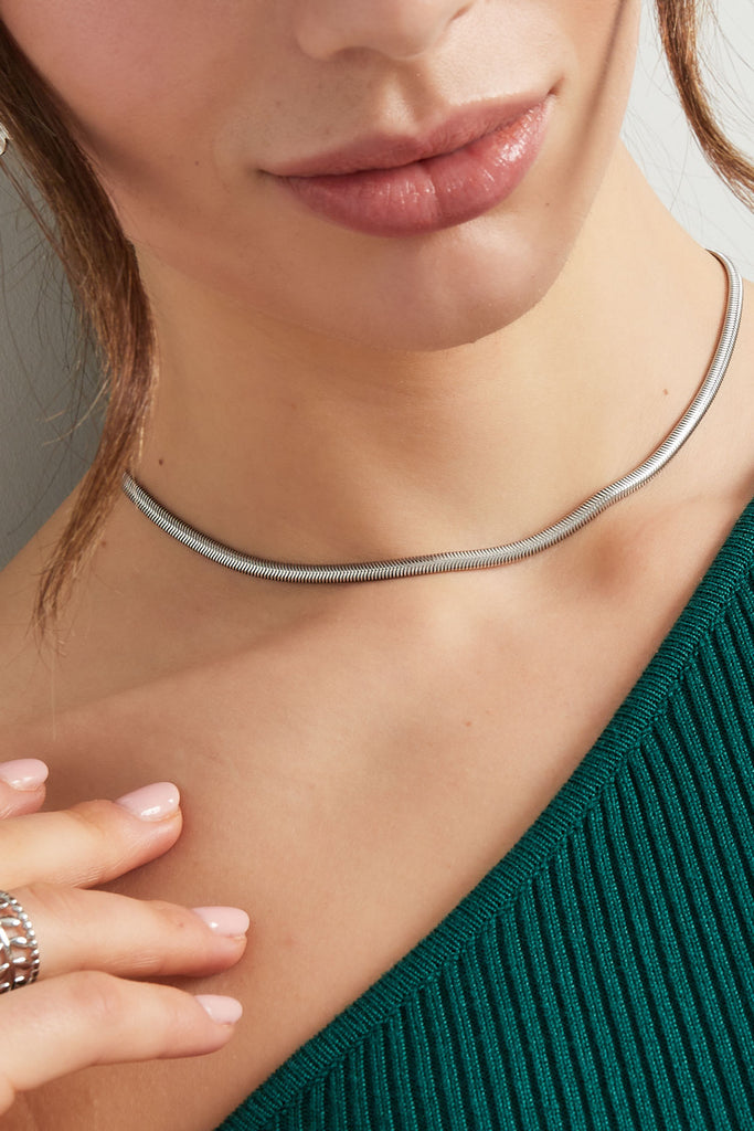 Ketting plat met print 4.0MM, zilverkleurige ketting dames. Dames ketting verkrijgbaar bij Optiwatch.nl
