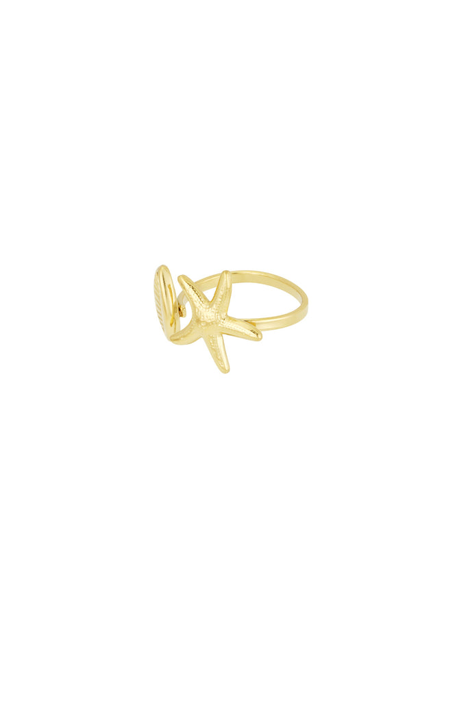 Summer vibe ring. Verstelbare goudkleurige dames ring, ring voor dames verkrijgbaar bij Optiwatch.nl