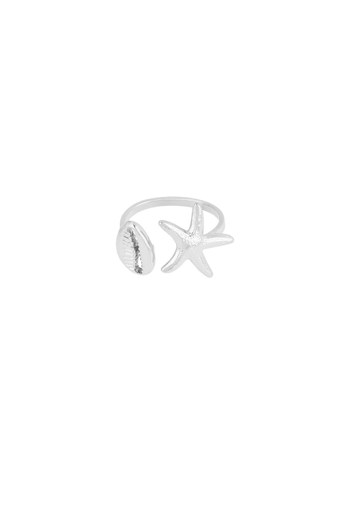 Summer vibe ring. Verstelbare zilverkleurige dames ring, ring voor dames verkrijgbaar bij Optiwatch.nl