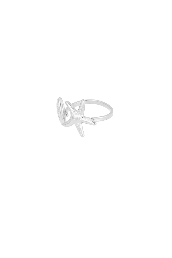 Summer vibe ring. Verstelbare zilverkleurige dames ring, ring voor dames verkrijgbaar bij Optiwatch.nl